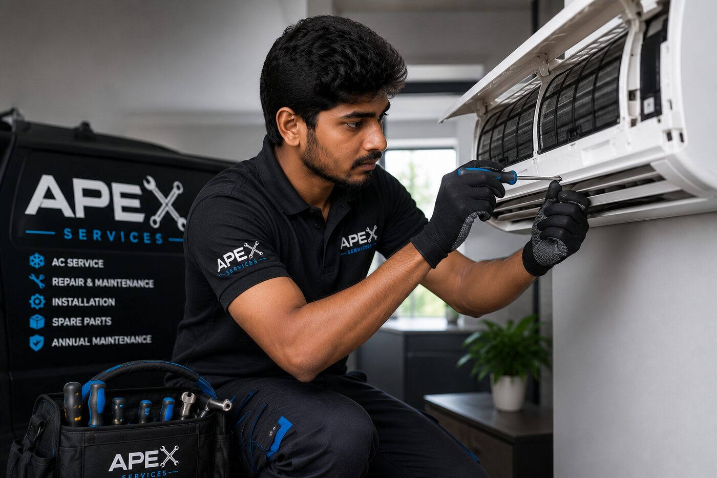 Fix It Vellore technician repairing an indoor AC unit