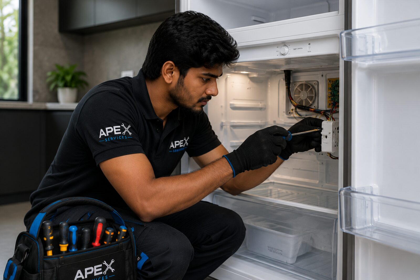 Fix It Vellore technician repairing the interior of a refrigerator